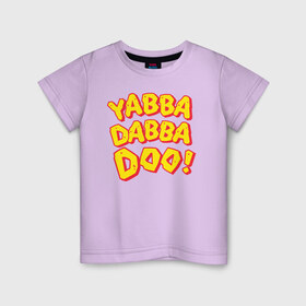 Детская футболка хлопок с принтом Yabba Dabba Doo! в Курске, 100% хлопок | круглый вырез горловины, полуприлегающий силуэт, длина до линии бедер | bamm bamm rubble | barney rubble | bedrock | betty rubble | dino | flintstones | fred flintstone | hoppy | pebbles | stone age | vdgerir | wilma | флинстоун | флинтстоун