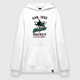 Худи SuperOversize хлопок с принтом SAN JOSE SHARKS в Курске, 70% хлопок, 30% полиэстер, мягкий начес внутри | карман-кенгуру, эластичная резинка на манжетах и по нижней кромке, двухслойный капюшон
 | hockey | nhl | san jose | sharks | sport | usa | акулы | надпись | нхл | сан хосе | символы | сообщение | спорт | сша | текст | фраза | хоккей | цитаты | шайбу