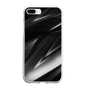 Чехол для iPhone 7Plus/8 Plus матовый с принтом GEOMETRY STRIPES BLACK & WHITE в Курске, Силикон | Область печати: задняя сторона чехла, без боковых панелей | Тематика изображения на принте: abstraction | geometry | hexagon | stripes | text | texture | абстракция | геометрия | красный | линии | неон | неоновый | полосы | соты | текстура | фигуры | черный