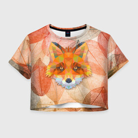 Женская футболка Crop-top 3D с принтом Fox в Курске, 100% полиэстер | круглая горловина, длина футболки до линии талии, рукава с отворотами | art | fox | арт | графика | лисы | минимализм | рисунок