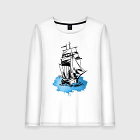 Женский лонгслив хлопок с принтом Корабль в Курске, 100% хлопок |  | captain | fashion | ocean | sail | sailor | sea | ship | style | travel | water | yacht | вода | капитан | корабль | матрос | мода | море | океан | парус | путешествие | свобода | солнце | стиль | яхта