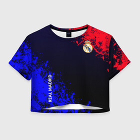 Женская футболка Crop-top 3D с принтом Real Madrid в Курске, 100% полиэстер | круглая горловина, длина футболки до линии талии, рукава с отворотами | atletico | barcelona | borussia | chelsea | cristiano | football | juventus | manchester city | manchester united | messi | real madrid | ronaldo | sport | спорт | футбол