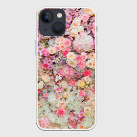 Чехол для iPhone 13 mini с принтом Цветочное поле в Курске,  |  | doodling | textures | tiles | белый | дудлинг | желтый | красный | розовый | розы | тайлы | текстуры | фиолетовый | фон | цветы