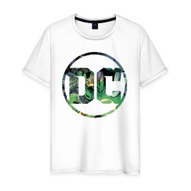 Мужская футболка хлопок с принтом Green Lantern в Курске, 100% хлопок | прямой крой, круглый вырез горловины, длина до линии бедер, слегка спущенное плечо. | Тематика изображения на принте: dc | green lantern | shtatjl | зеленый фонарь | лига справедливости | логотип