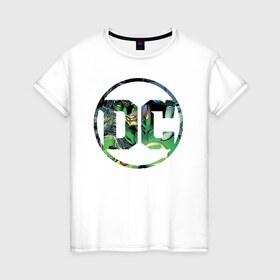 Женская футболка хлопок с принтом Green Lantern в Курске, 100% хлопок | прямой крой, круглый вырез горловины, длина до линии бедер, слегка спущенное плечо | Тематика изображения на принте: dc | green lantern | shtatjl | зеленый фонарь | лига справедливости | логотип