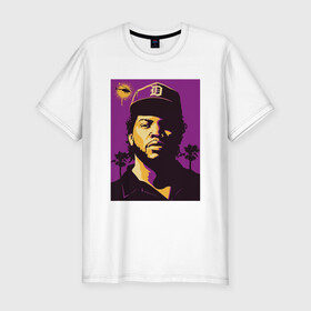 Мужская футболка хлопок Slim с принтом Ice Cube в Курске, 92% хлопок, 8% лайкра | приталенный силуэт, круглый вырез ворота, длина до линии бедра, короткий рукав | 2pac | black | compton | dog | dr dre | hip hop | ice cube | nwa | rap | snoop dogg | west coast | westside | айс кьюб | гангстер | голос улиц | микрофон | музыка | рифма | рэп | рэпер | хип хоп