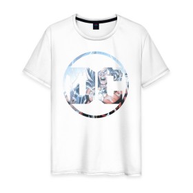 Мужская футболка хлопок с принтом Shazam в Курске, 100% хлопок | прямой крой, круглый вырез горловины, длина до линии бедер, слегка спущенное плечо. | dc | shazam | shtatjl | логотип | шазам