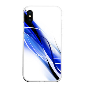 Чехол для iPhone XS Max матовый с принтом GEOMETRY STRIPES BLUE в Курске, Силикон | Область печати: задняя сторона чехла, без боковых панелей | Тематика изображения на принте: abstraction | geometry | hexagon | neon | paints | stripes | texture | triangle | абстракция | брызги | геометрия | краски | неон | неоновый | соты | текстура