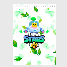 Скетчбук с принтом Sprout Brawl Stars в Курске, 100% бумага
 | 48 листов, плотность листов — 100 г/м2, плотность картонной обложки — 250 г/м2. Листы скреплены сверху удобной пружинной спиралью | brawl | brawl stars | sprout | бравл | бравл старс | росток | спраут | спраут brawl stars | спроут