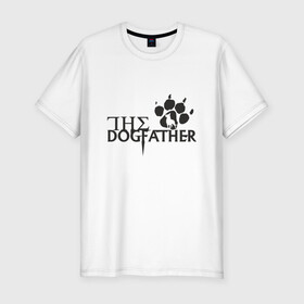 Мужская футболка хлопок Slim с принтом The Dogfather в Курске, 92% хлопок, 8% лайкра | приталенный силуэт, круглый вырез ворота, длина до линии бедра, короткий рукав | Тематика изображения на принте: amimals | dog | doggy | woof | арт | боксер | бульдог | бультерьер | волк | гав | доберман | дог | долматинец | друг | животные | йорк | картинка | мопс | овчарка | пёс | песик | питомец | пудель | рисунок | сенбернар