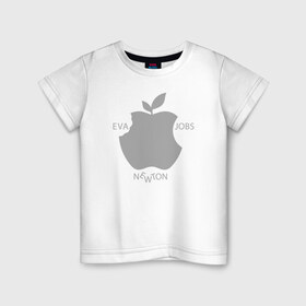 Детская футболка хлопок с принтом Яблоко в Курске, 100% хлопок | круглый вырез горловины, полуприлегающий силуэт, длина до линии бедер | apple | eva | jobs | leaf | newton | джобс | ева | лист | ньютон | яблоко