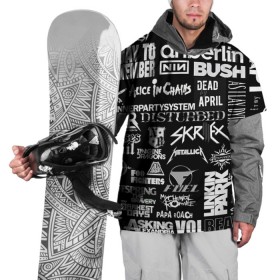 Накидка на куртку 3D с принтом Рок группы в Курске, 100% полиэстер |  | английский | белый | иностранные надписи | музыка | название | рок | серый | черный | черный фон