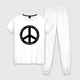 Женская пижама хлопок с принтом Pacific в Курске, 100% хлопок | брюки и футболка прямого кроя, без карманов, на брюках мягкая резинка на поясе и по низу штанин | hippie | love | pacific | peace | любовь | мир | пацифик | хиппи