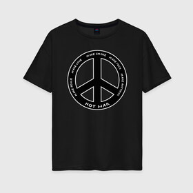 Женская футболка хлопок Oversize с принтом Pacific в Курске, 100% хлопок | свободный крой, круглый ворот, спущенный рукав, длина до линии бедер
 | hippie | love | pacific | peace | любовь | мир | пацифик | хиппи