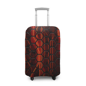 Чехол для чемодана 3D с принтом Огненные соты в Курске, 86% полиэфир, 14% спандекс | двустороннее нанесение принта, прорези для ручек и колес | геометрия | сетка