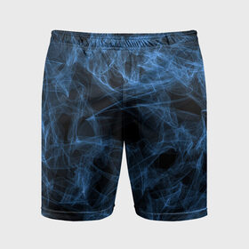 Мужские шорты спортивные с принтом Синий дым в Курске,  |  | Тематика изображения на принте: кривые | линии