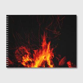 Альбом для рисования с принтом Ночной костер в лесу в Курске, 100% бумага
 | матовая бумага, плотность 200 мг. | дрова | искры | ночь | огонь