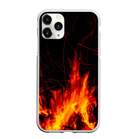 Чехол для iPhone 11 Pro матовый с принтом Ночной костер в лесу в Курске, Силикон |  | дрова | искры | ночь | огонь
