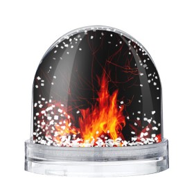 Снежный шар с принтом Ночной костер в лесу в Курске, Пластик | Изображение внутри шара печатается на глянцевой фотобумаге с двух сторон | дрова | искры | ночь | огонь