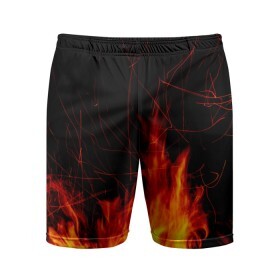 Мужские шорты спортивные с принтом Ночной костер в лесу в Курске,  |  | дрова | искры | ночь | огонь