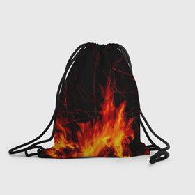 Рюкзак-мешок 3D с принтом Ночной костер в лесу в Курске, 100% полиэстер | плотность ткани — 200 г/м2, размер — 35 х 45 см; лямки — толстые шнурки, застежка на шнуровке, без карманов и подкладки | дрова | искры | ночь | огонь