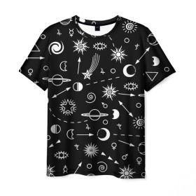 Мужская футболка 3D с принтом Космос в Курске, 100% полиэфир | прямой крой, круглый вырез горловины, длина до линии бедер | alien | galaxy | moon | nasa | pattern | space | star | sun | ufo | астрономия | звезды | космонавтика | космос | луна | наса | нло | паттерн | пришельцы