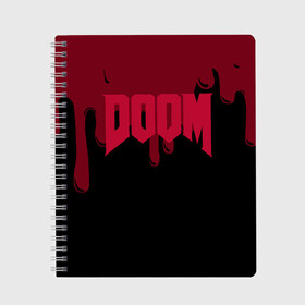 Тетрадь с принтом Doom Eternal в Курске, 100% бумага | 48 листов, плотность листов — 60 г/м2, плотность картонной обложки — 250 г/м2. Листы скреплены сбоку удобной пружинной спиралью. Уголки страниц и обложки скругленные. Цвет линий — светло-серый
 | Тематика изображения на принте: doom | doom eternal | game | дум | игра