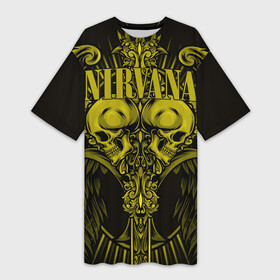 Платье-футболка 3D с принтом Nirvana в Курске,  |  | bleach | blew | cobain | dave | geffen | hormoaning | in utero | incesticide | krist | kurt | nevermind | nirvana | novoselic | rock | vevo | геффен | курт кобейн | нирвана | рок