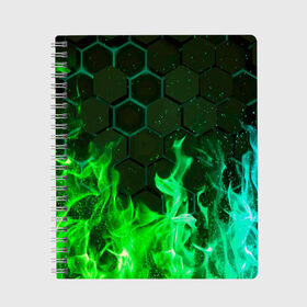Тетрадь с принтом Fire в Курске, 100% бумага | 48 листов, плотность листов — 60 г/м2, плотность картонной обложки — 250 г/м2. Листы скреплены сбоку удобной пружинной спиралью. Уголки страниц и обложки скругленные. Цвет линий — светло-серый
 | fire | psicodelic | абстрактный | абстракция | зелёный | зеленый огонь | калейдоскоп | огонь | пламя | пламя космос | психоделика | радужный | разводы красок | северное сияние | фракталы