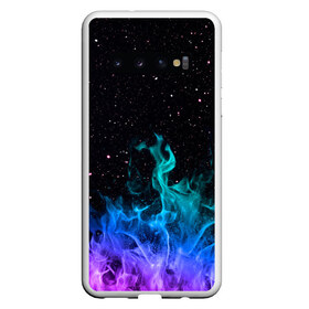 Чехол для Samsung Galaxy S10 с принтом Перламутровый огонь в Курске, Силикон | Область печати: задняя сторона чехла, без боковых панелей | Тематика изображения на принте: fire | space | звездное небо | звезды | космос | костер | огонь | огонь в небе | перламутр | перламутровый | пламя | пламя космос | северное сияние | синее пламя | синий огонь