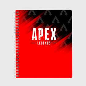 Тетрадь с принтом APEX LEGENDS в Курске, 100% бумага | 48 листов, плотность листов — 60 г/м2, плотность картонной обложки — 250 г/м2. Листы скреплены сбоку удобной пружинной спиралью. Уголки страниц и обложки скругленные. Цвет линий — светло-серый
 | apex | apex legends | battle | battle royal | bloodhound | titanfall | wraith | апекс | апекс легендс | батл рояль | битва | война | каустик | королевская битва