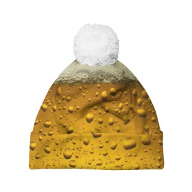 Шапка 3D c помпоном с принтом ПИВО в Курске, 100% полиэстер | универсальный размер, печать по всей поверхности изделия | beer | textures | бир | напитки | пенное | текстуры | фон