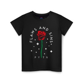 Детская футболка хлопок с принтом PYTN X ROSE (НА СПИНЕ). в Курске, 100% хлопок | круглый вырез горловины, полуприлегающий силуэт, длина до линии бедер | payton | payton moormeie | pytn | rose | блогер | знаменитость | пейтон | пейтон моормиер | тиктоенр