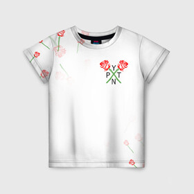 Детская футболка 3D с принтом PAYTON MOORMEIER - ТИКТОК в Курске, 100% гипоаллергенный полиэфир | прямой крой, круглый вырез горловины, длина до линии бедер, чуть спущенное плечо, ткань немного тянется | flower | payton moormeier | roses | tiktok | автограф payton | блогер | пейтон | пейтон моормиер | розы | тикток | тиктокер | цветы | ютубер