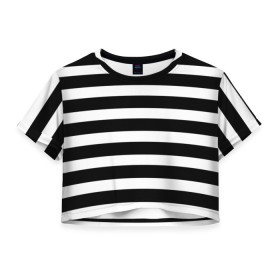 Женская футболка Crop-top 3D с принтом Моряк в Курске, 100% полиэстер | круглая горловина, длина футболки до линии талии, рукава с отворотами | goalkeeper | lines | prisoner | stripes | вратарь | заключённый | линии | матрос | море | моряк | полосы