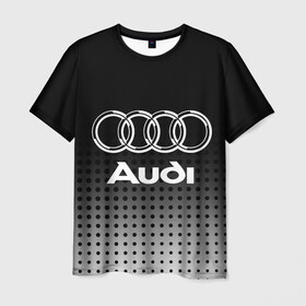 Мужская футболка 3D с принтом Audi в Курске, 100% полиэфир | прямой крой, круглый вырез горловины, длина до линии бедер | audi | audi лого | audi марка | audi эмблема | ауди | ауди значок | ауди лого | ауди чб значок | ауди эмблема | значок audi | лого автомобиля | логотип audi | логотип ауди | черно белый