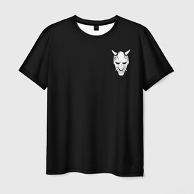 Мужская футболка 3D с принтом Демон Они (Принт на спине) в Курске, 100% полиэфир | прямой крой, круглый вырез горловины, длина до линии бедер | cyberpunk | demon | japan | kyoto | oni | tokyo | аниме | демон | киберпанк | маска | они | стиль | ханья | япония | японский