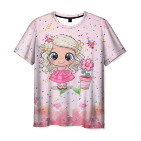 Мужская футболка 3D с принтом Маленькая принцесса в Курске, 100% полиэфир | прямой крой, круглый вырез горловины, длина до линии бедер | бабочка | девочка | девочке | маленькая | милая | сердечки | цветочки