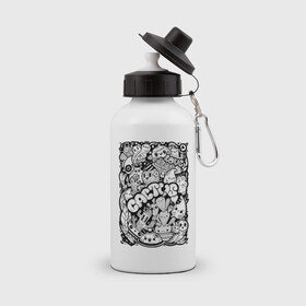 Бутылка спортивная с принтом Black and White в Курске, металл | емкость — 500 мл, в комплекте две пластиковые крышки и карабин для крепления | art | cactus | characters | drawing | drop | арт | кактус | капля | персонажи | рисунок