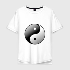 Мужская футболка хлопок Oversize с принтом Инь янь в Курске, 100% хлопок | свободный крой, круглый ворот, “спинка” длиннее передней части | инь ян | инь янь | китай | противоположности | философия