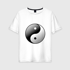 Женская футболка хлопок Oversize с принтом Инь янь в Курске, 100% хлопок | свободный крой, круглый ворот, спущенный рукав, длина до линии бедер
 | инь ян | инь янь | китай | противоположности | философия
