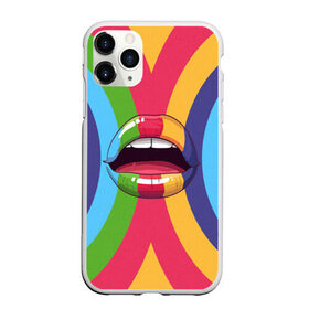 Чехол для iPhone 11 Pro Max матовый с принтом Радужные губы в Курске, Силикон |  | вписка | губы | зубы | клуб | пафос | пафосная | поцелуй | радуга | радужно | рот | сочность | сочные | туса | тусовка | улыбка | язык