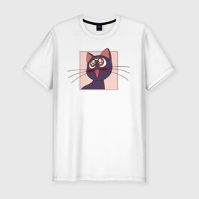 Мужская футболка премиум с принтом Luna, Sailor Moon в Курске, 92% хлопок, 8% лайкра | приталенный силуэт, круглый вырез ворота, длина до линии бедра, короткий рукав | Тематика изображения на принте: 90s | cat | cute | kawaii | kitty | luna | sailor moon | usagi tsukino | аниме | каваии | кавай | кот | котики | луна | манга | марс | меркурий | милота | сейлор | сейлор мун | усаги цукино