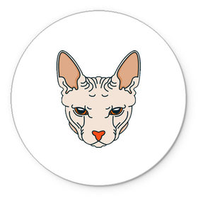 Коврик для мышки круглый с принтом Сфинкс в Курске, резина и полиэстер | круглая форма, изображение наносится на всю лицевую часть | арт | животные | картинка | лысая кошка | лысый кот | мультяшный принт | нарисованная кошка | нарисованный кот | принт | рисунок | сфинкс