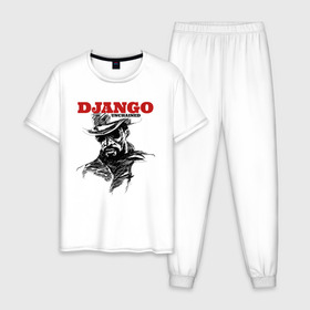 Мужская пижама хлопок с принтом Django в Курске, 100% хлопок | брюки и футболка прямого кроя, без карманов, на брюках мягкая резинка на поясе и по низу штанин
 | Тематика изображения на принте: django | tarantino | джанго | джанго освобожденный | тарантино