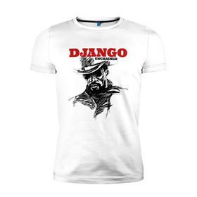 Мужская футболка премиум с принтом Django в Курске, 92% хлопок, 8% лайкра | приталенный силуэт, круглый вырез ворота, длина до линии бедра, короткий рукав | Тематика изображения на принте: django | tarantino | джанго | джанго освобожденный | тарантино