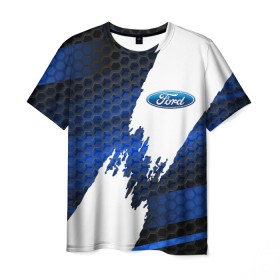 Мужская футболка 3D с принтом FORD в Курске, 100% полиэфир | прямой крой, круглый вырез горловины, длина до линии бедер | car | ford | ford focus | sport | sportcar. | авто | форд | форд фокус