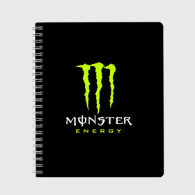 Тетрадь с принтом MONSTER ENERGY в Курске, 100% бумага | 48 листов, плотность листов — 60 г/м2, плотность картонной обложки — 250 г/м2. Листы скреплены сбоку удобной пружинной спиралью. Уголки страниц и обложки скругленные. Цвет линий — светло-серый
 | black monster | bmx | claw | cybersport | energy | monster | monster energy | moto | motocross | race | sport | киберспорт | когти | монстер энерджи | монстр | мото | мотокросс | ралли | скейтбординг | спорт | т | энергия