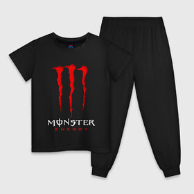 Детская пижама хлопок с принтом MONSTER ENERGY в Курске, 100% хлопок |  брюки и футболка прямого кроя, без карманов, на брюках мягкая резинка на поясе и по низу штанин
 | Тематика изображения на принте: black monster | bmx | claw | cybersport | energy | monster | monster energy | moto | motocross | race | sport | киберспорт | когти | монстер энерджи | монстр | мото | мотокросс | ралли | скейтбординг | спорт | т | энергия