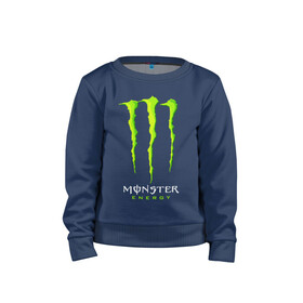 Детский свитшот хлопок с принтом MONSTER ENERGY в Курске, 100% хлопок | круглый вырез горловины, эластичные манжеты, пояс и воротник | black monster | bmx | claw | cybersport | energy | monster | monster energy | moto | motocross | race | sport | киберспорт | когти | монстер энерджи | монстр | мото | мотокросс | ралли | скейтбординг | спорт | т | энергия